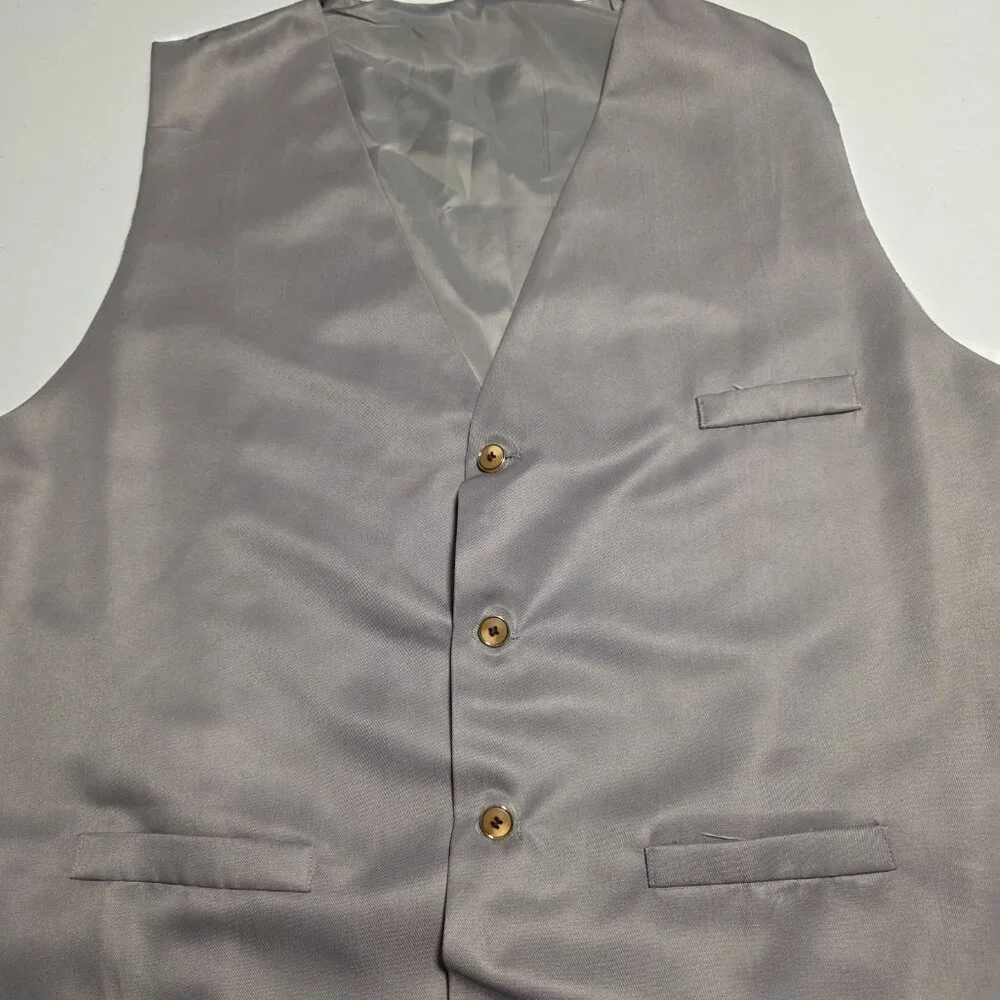 Suit Vest Waistcoat Gray Formal Wedding Prom Groomsman Unbranded Large NEW‎